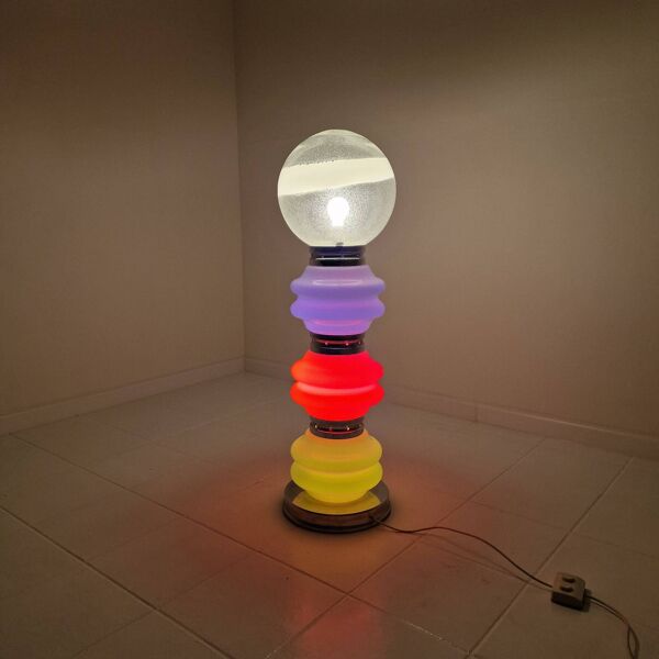 Lampadaire italien en verre de Murano par Carlo Nason avec lumière tricolore, années 1970