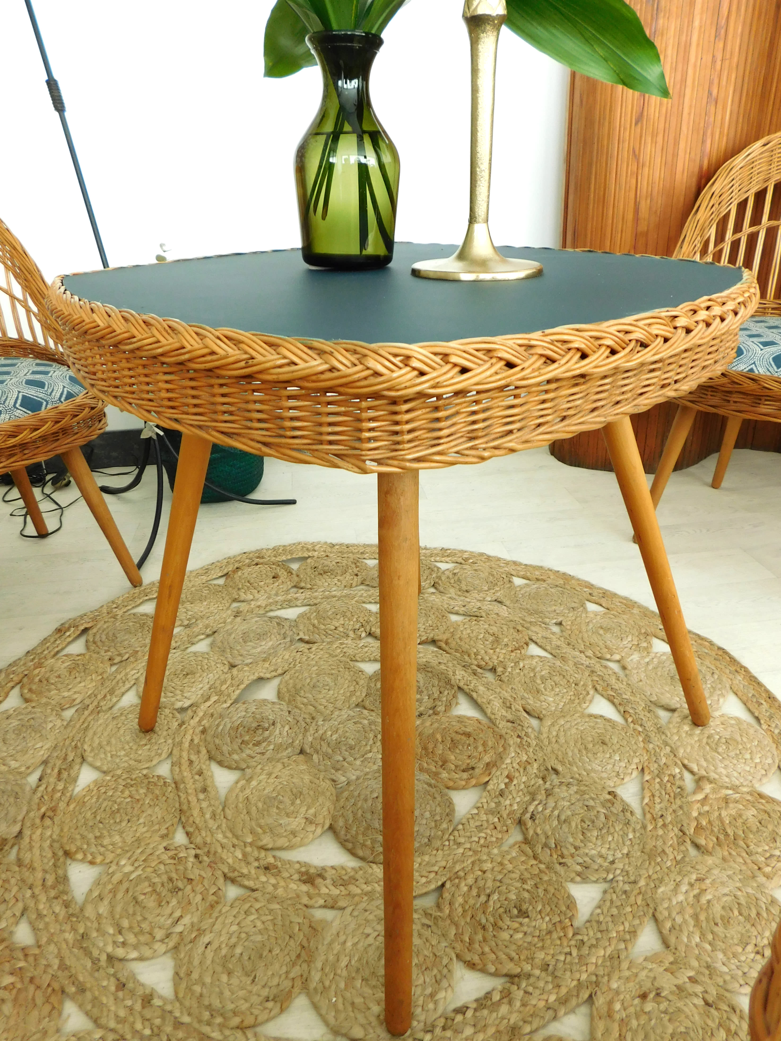 Lounge set in rattan 70s