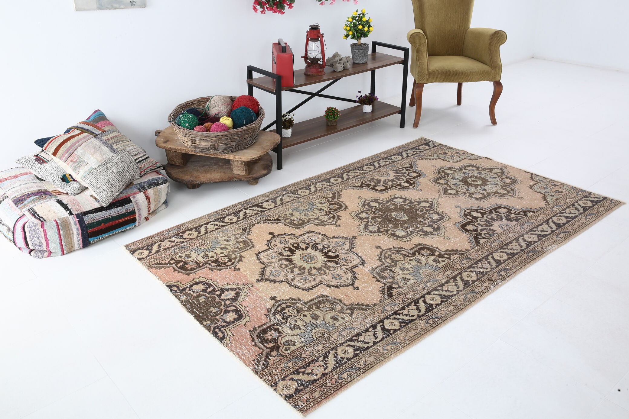 Oriental antique wool vintage rug 232x144cm