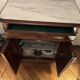 Antique wood-panelled sideboard with white marble top – Circa 1880