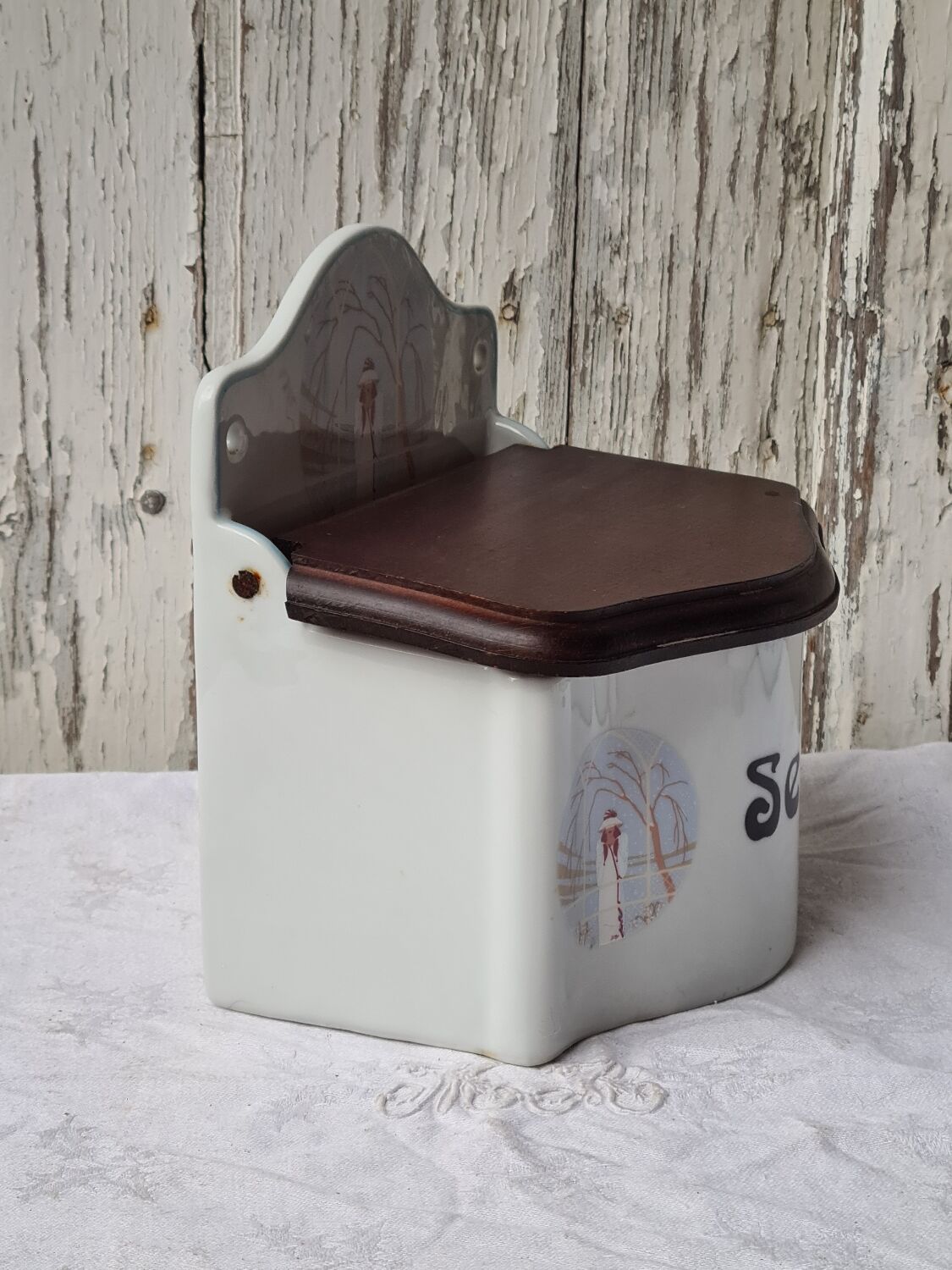 Vintage ceramic salt box