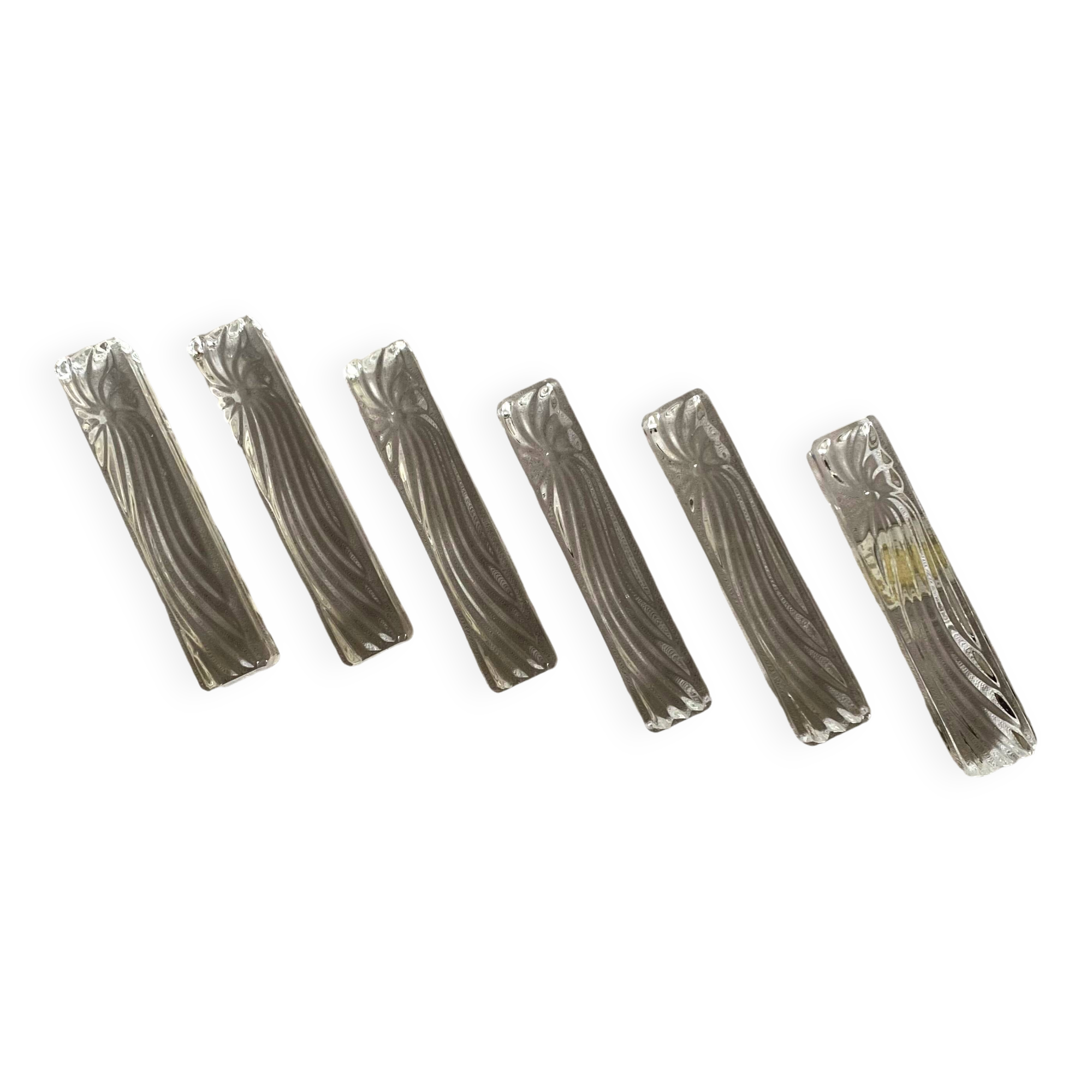 Set of 6 antique Baccarat crystal knife rests, vintage tableware