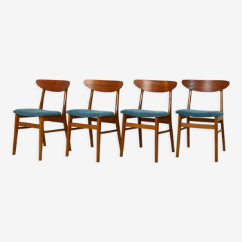 Chaises danoises vintage avec assise rembourrée