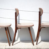 Set of 3 Baumann chairs model 732g2, bistro chair, wooden chair and vinyl fabric, kitchen, retro