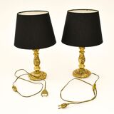 Pair of table lamps to lay vintage gold bronze old