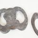 Pair of brutalist wall decoration / door handles in cast aluminium