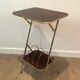 Mahogany and gold metal stool in faux-bamboo style.