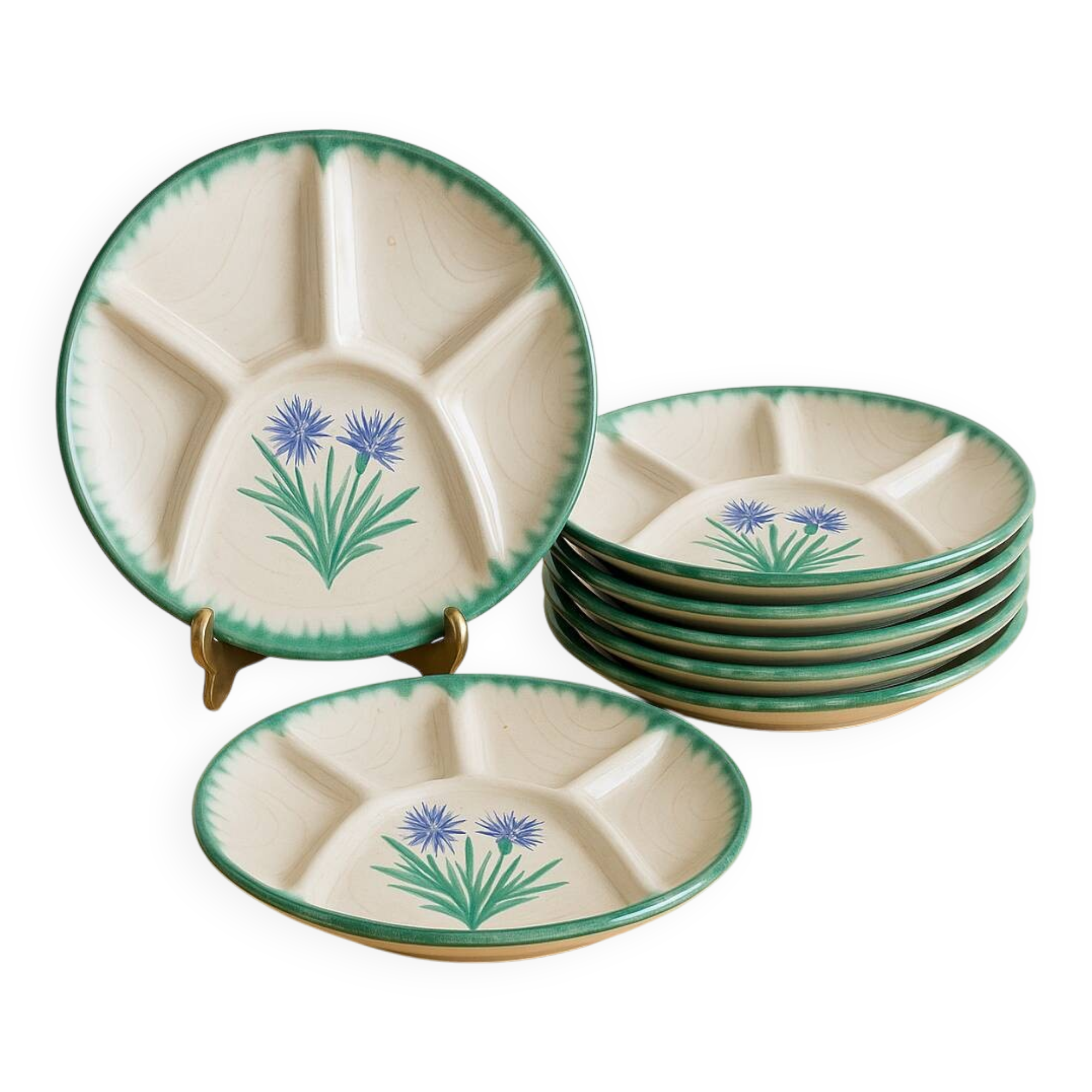Vintage plates with thistle decor