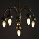 Mid-Century Chandelier in Brass and Opaline Glass, Czech, 1950s