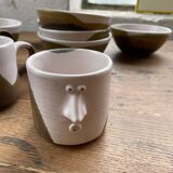Ensemble céramique anthropomorphe théière, tasses et bol