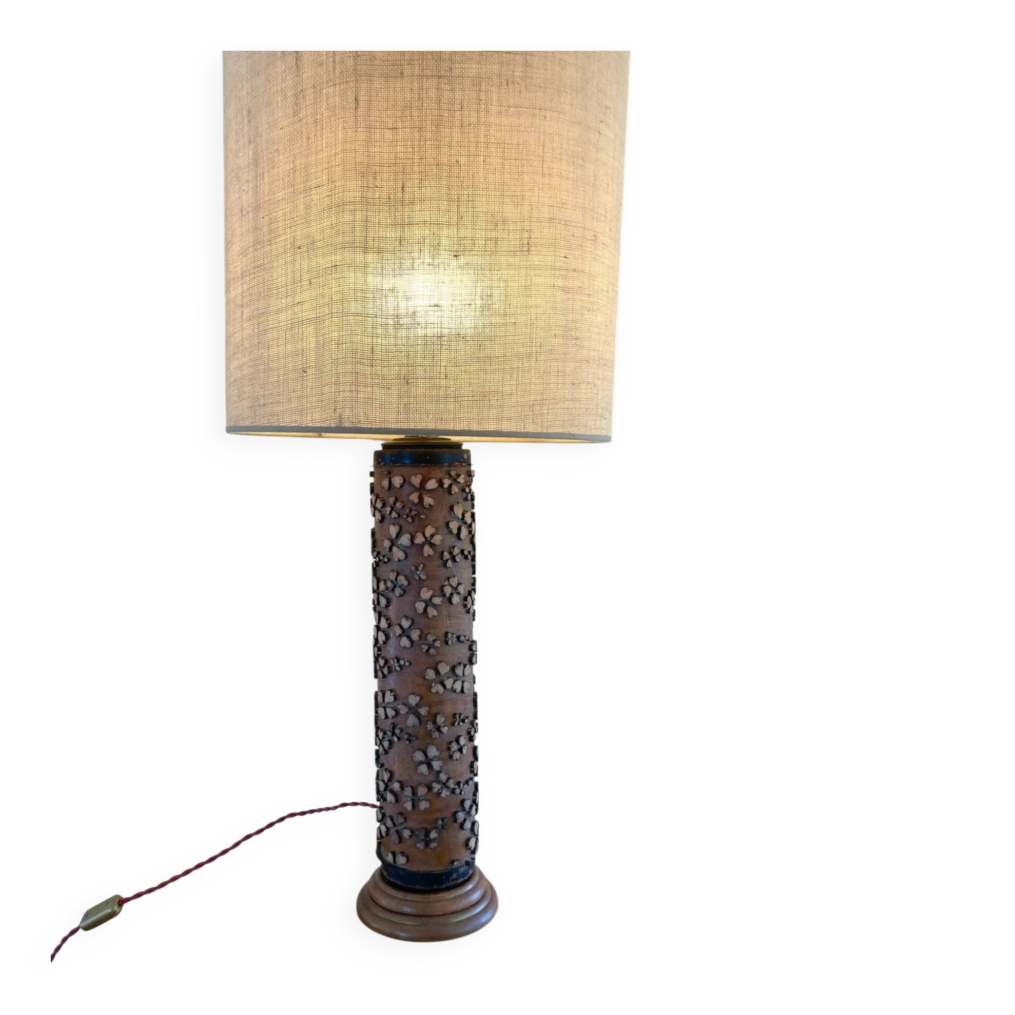 Printing roll lamp, Wood and Brass, Late 19th century
