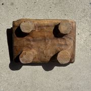 Small stool, footrest in organic blond teak monoxyle wabi-sabi L31