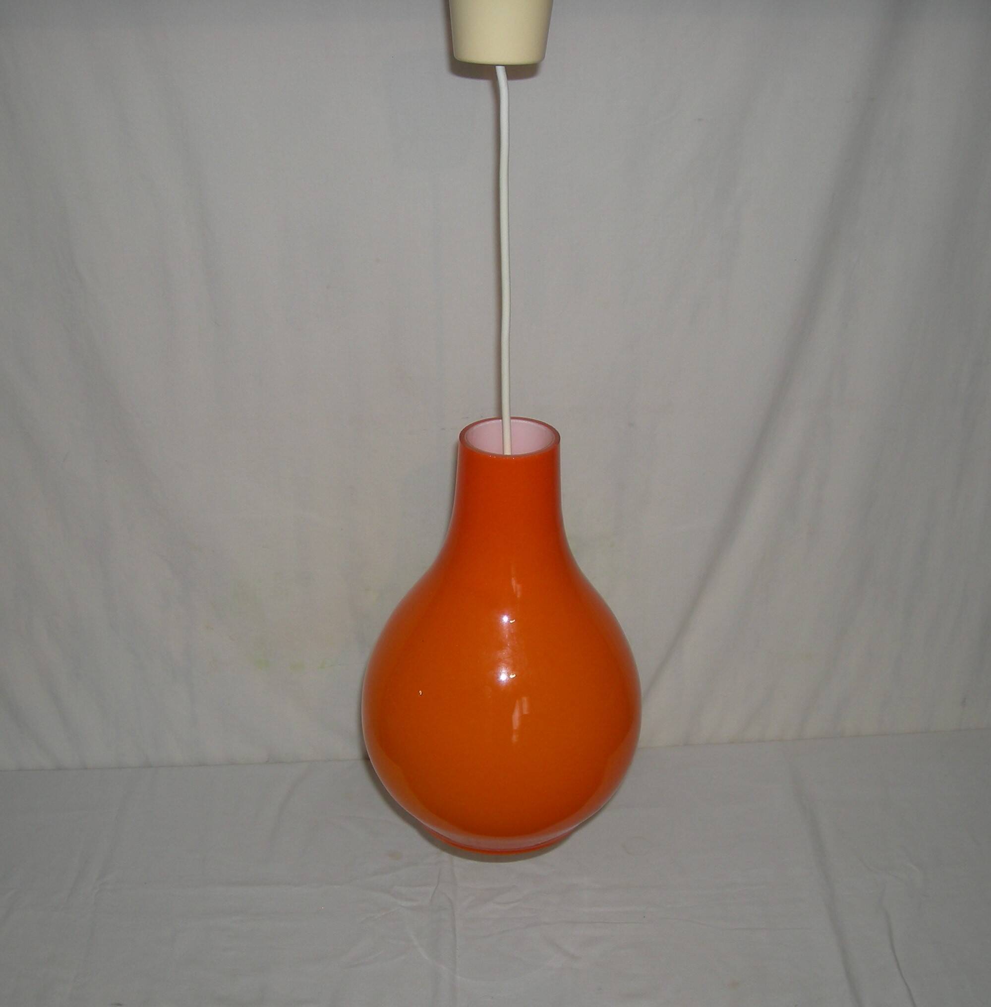 Orange teardrop pendant light from the 1970s