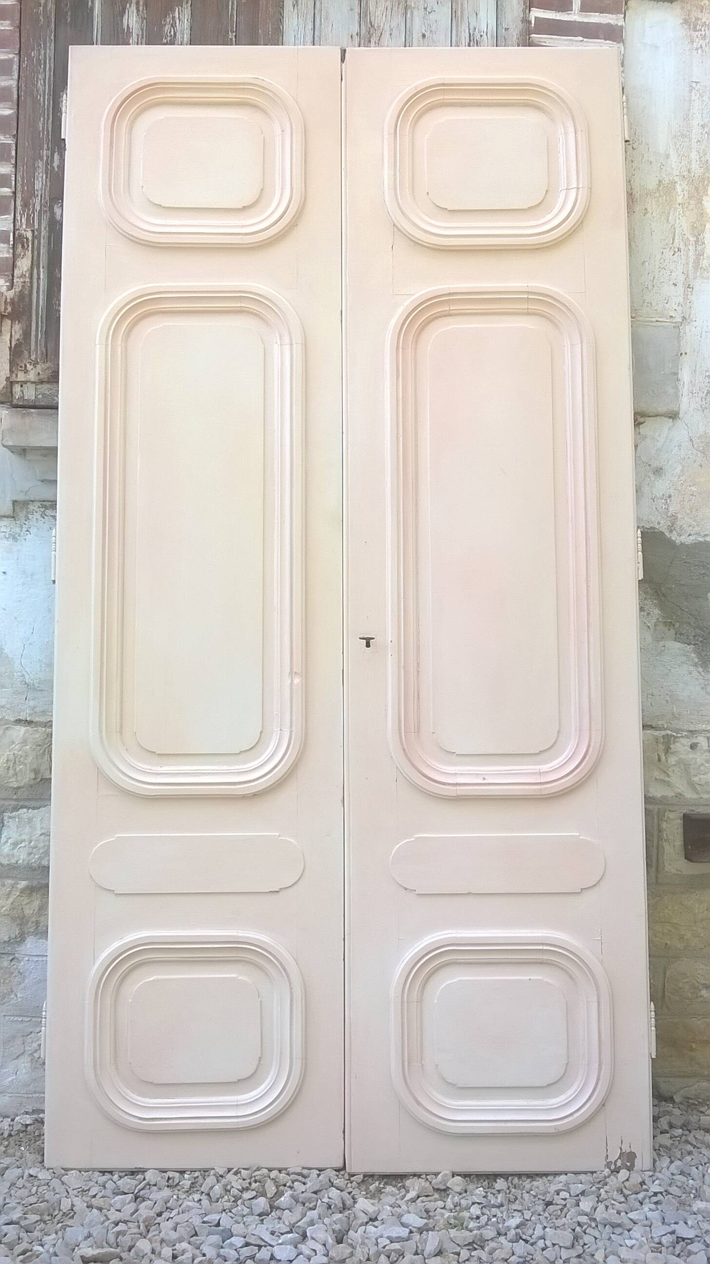 Set of large double old molded cupboard doors