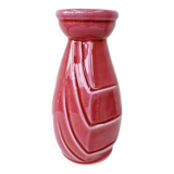 Small old raspberry pink enameled ceramic vase 1940s