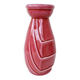 Small old raspberry pink enameled ceramic vase 1940s