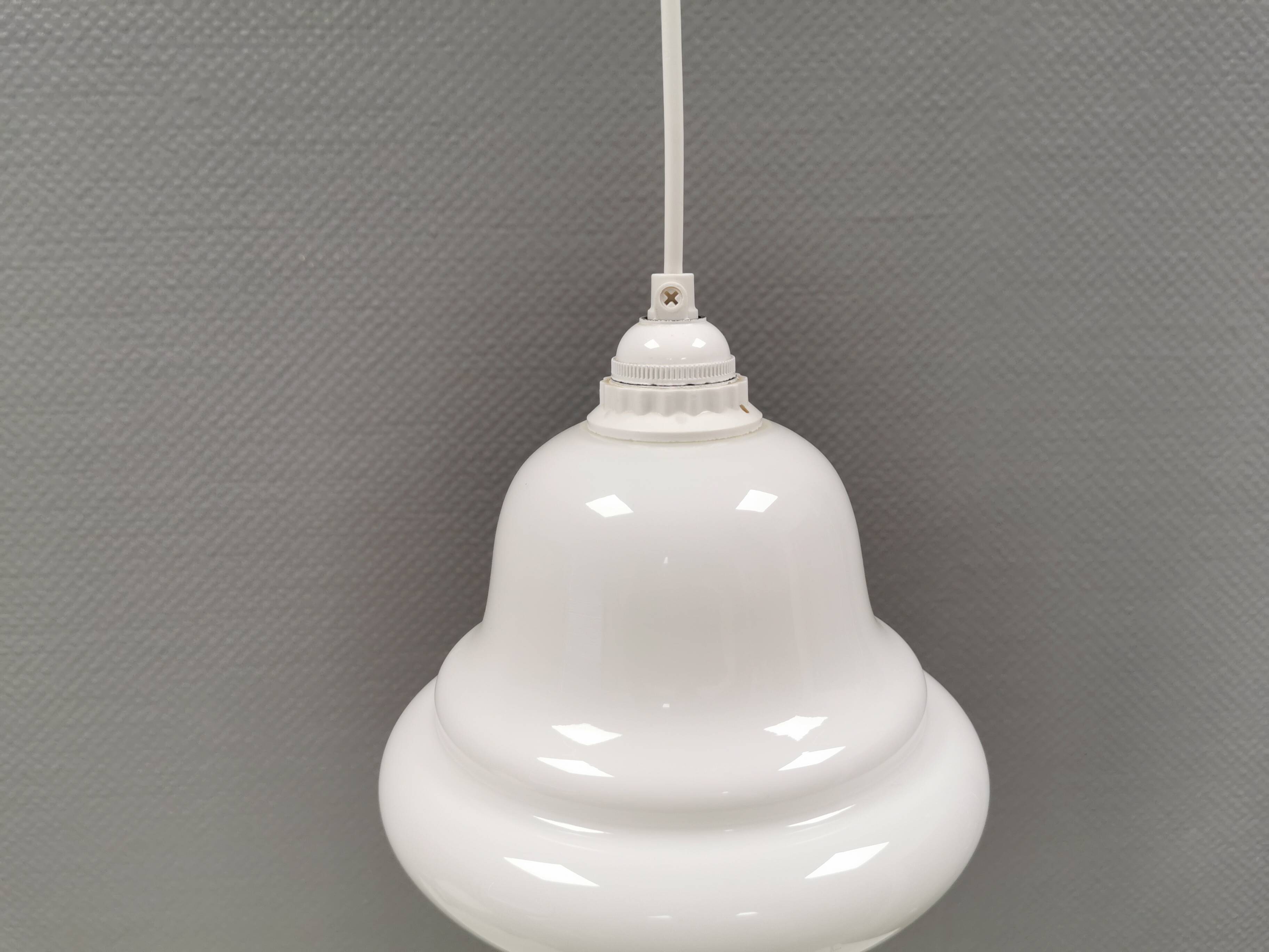 Small hanging lamp in opal glass, Danish and from the 1980s.