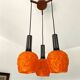 Space Age orange lucite spaghetti 3-light chandelier