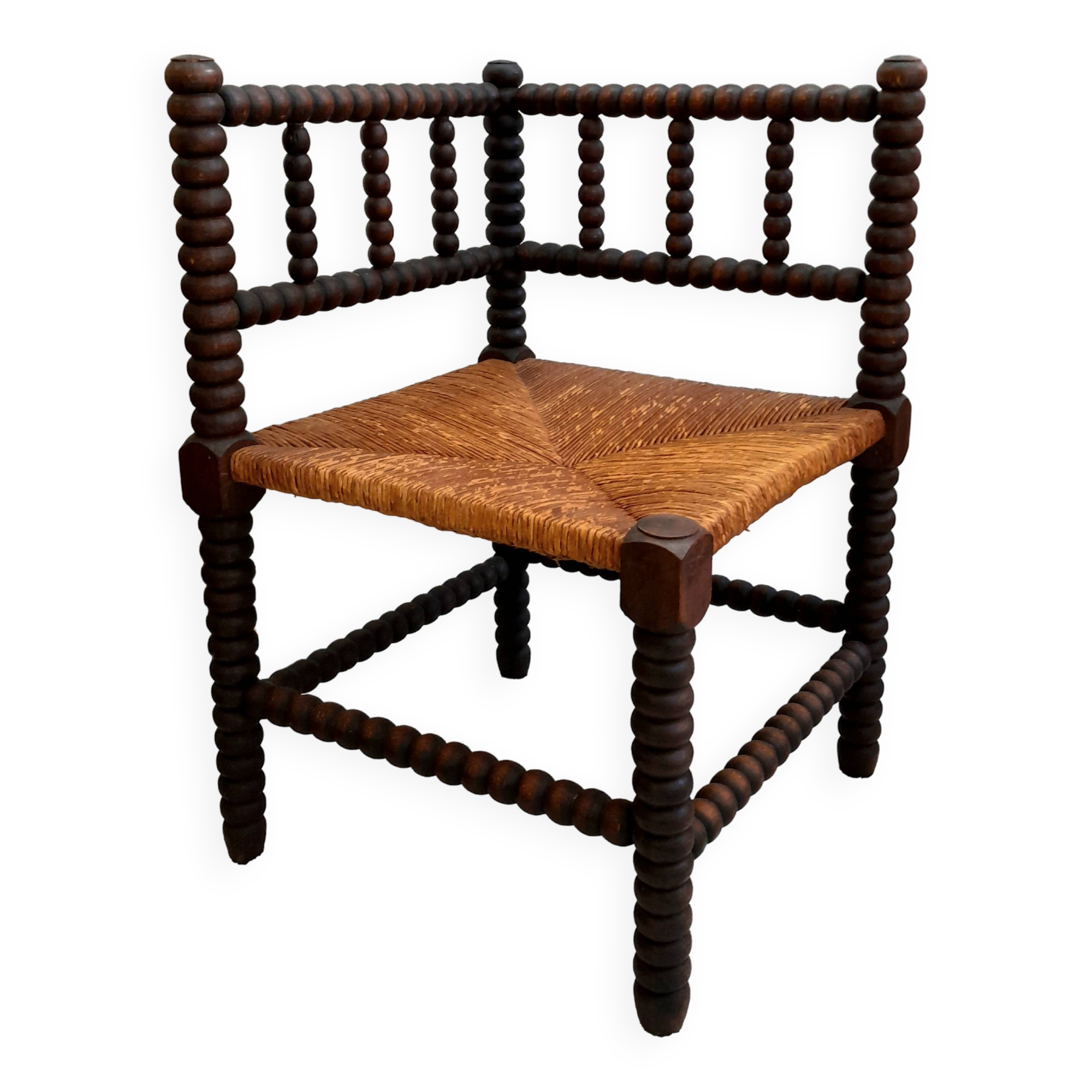 Chaise d'angle bobine en bois vers 1940