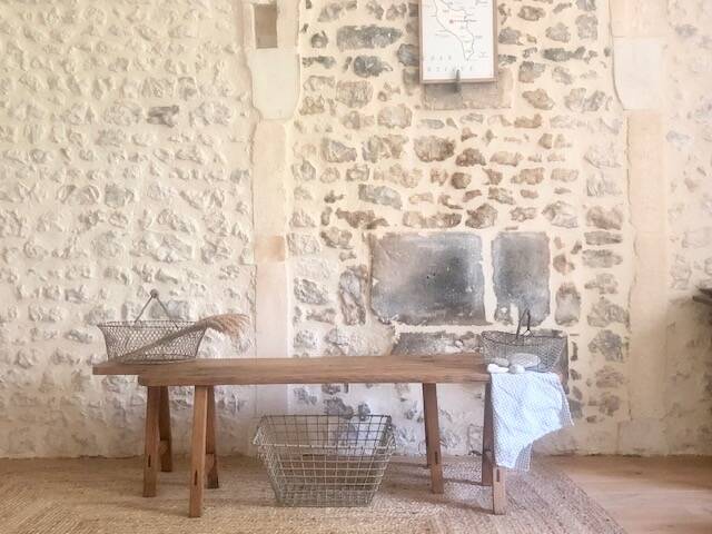 Antique wooden farm bench