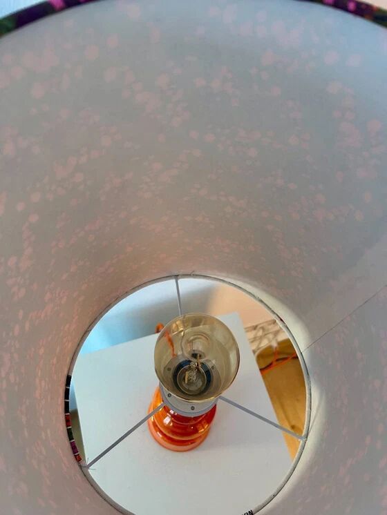 High vintage table lamp - 1970s - by Hustadt Leuchten - restored with a new shade