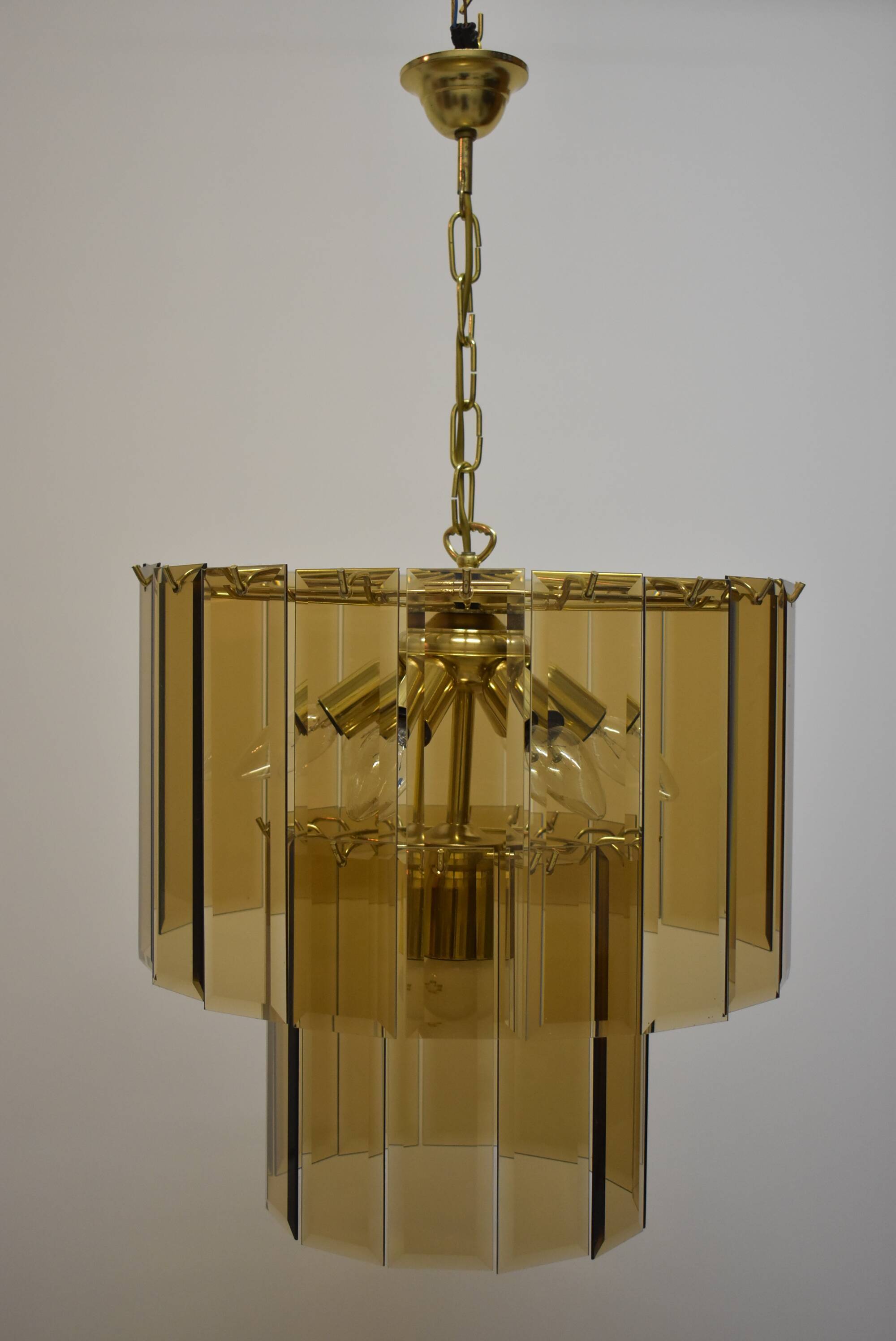 Chandelier vintage pampilles 7 lamps