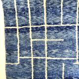 Moroccan Berber carpet Beni Ouarain blue mottled with white patterns 3,37x2.08m