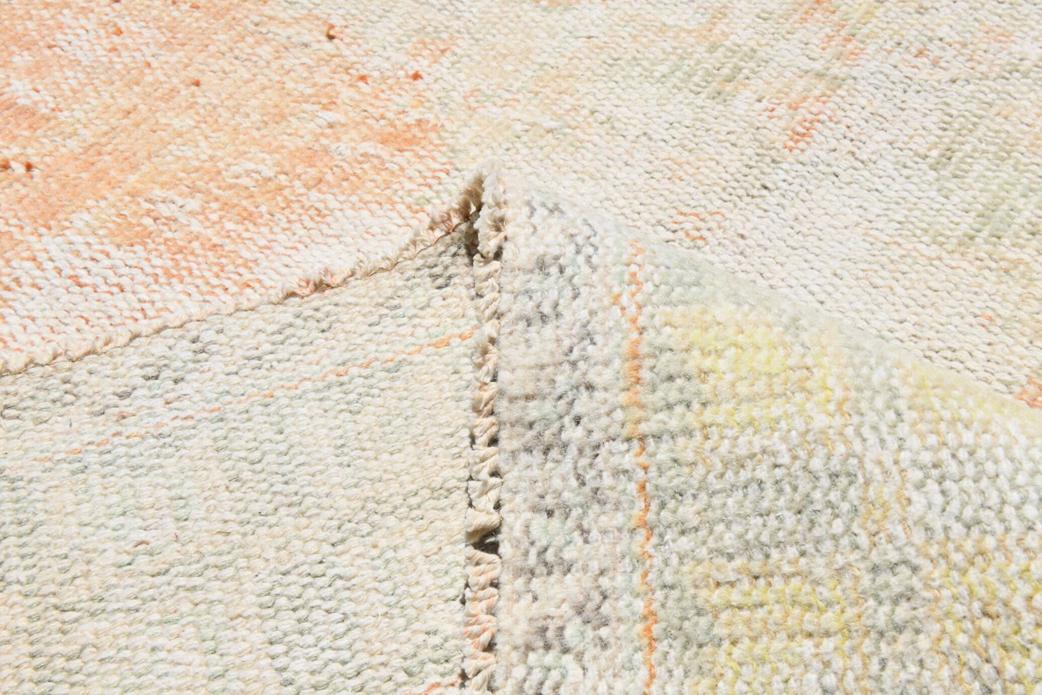 Tapis Oushak Vintage, Laine Turque Pêche & Ivoire, 179x294 Cm