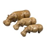 Mid-century Set of 3 ceramic hippos, Zaccagnini Italy 1950s