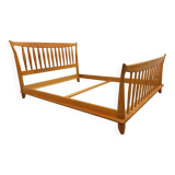 Lit double vintage français Guillerme et Chambron en chêne massif années 60