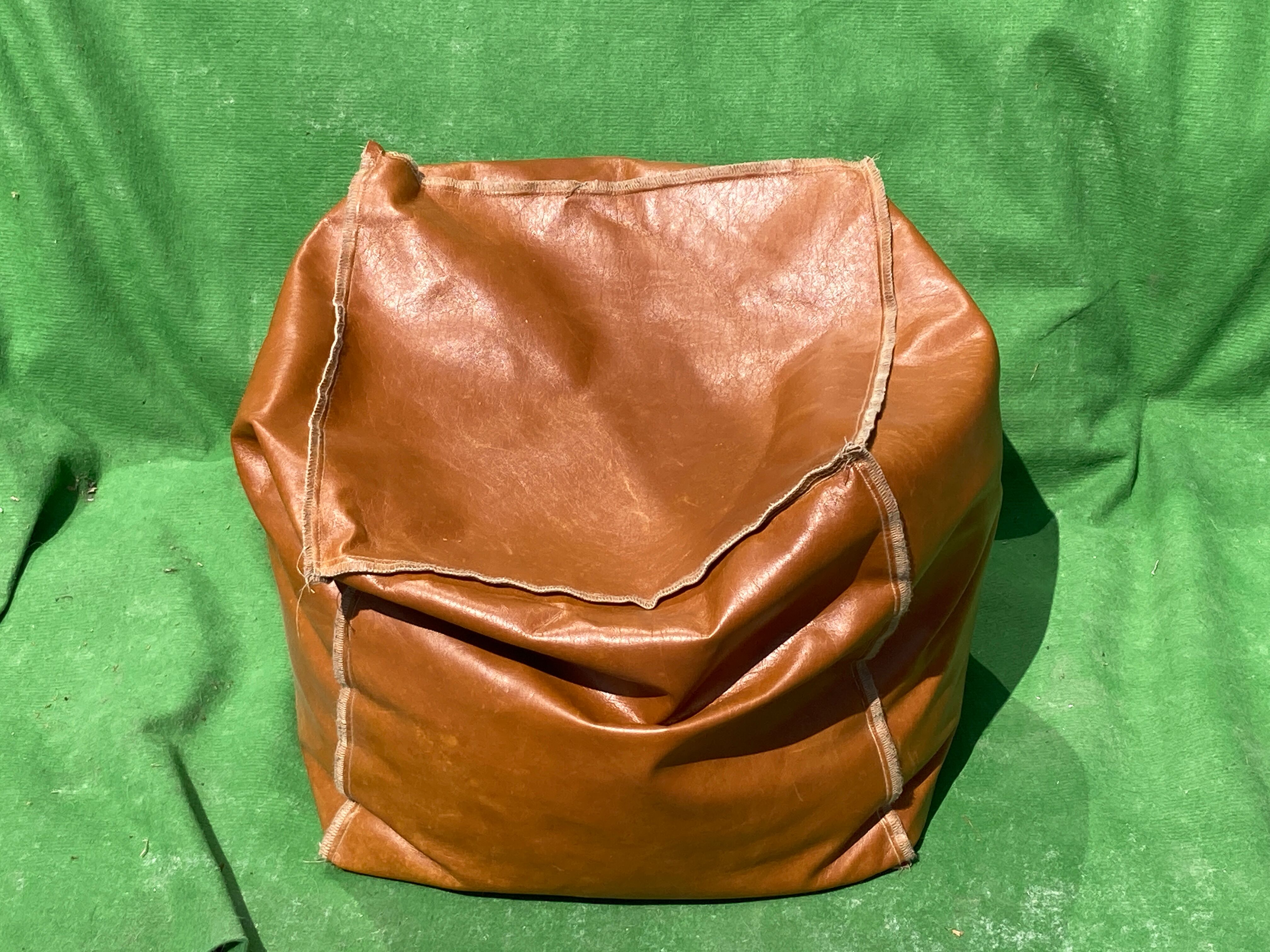 Midcentury Dutch leather pouf or stool or ottoman