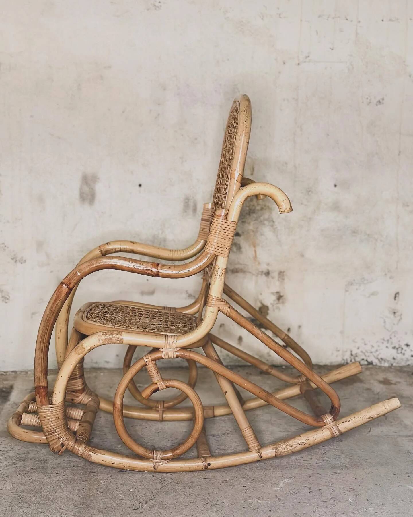 Rattan and cane rocking chair