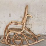 Rattan and cane rocking chair