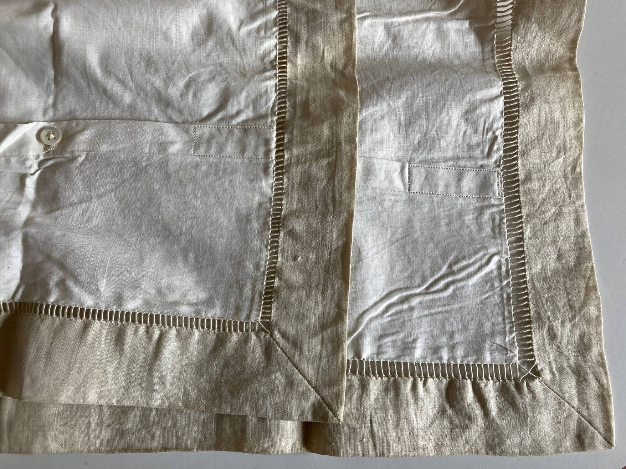Pair of woven raw linen canvas pillowcases