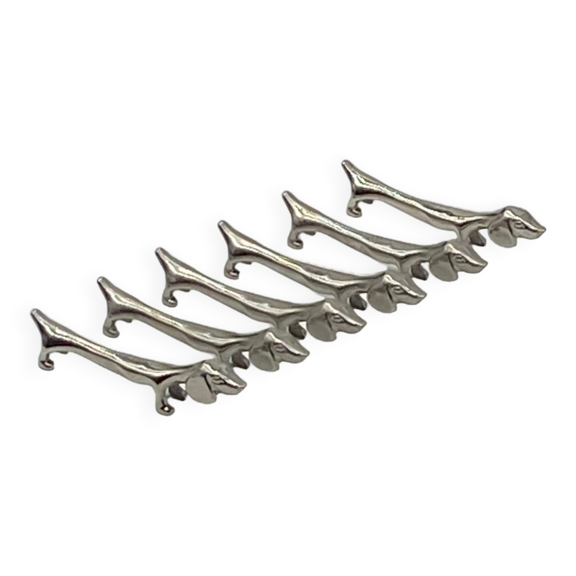 Knife holder, dog/dachshund, silver metal, vintage