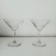 Set of 2 etched glass cocktail glasses