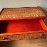 Maugrion rattan room - Roche Bobois - bed, chest of drawers and bedside table