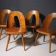 Fully renovated beech wood dining chairs, Czechoslovakia, set of 4