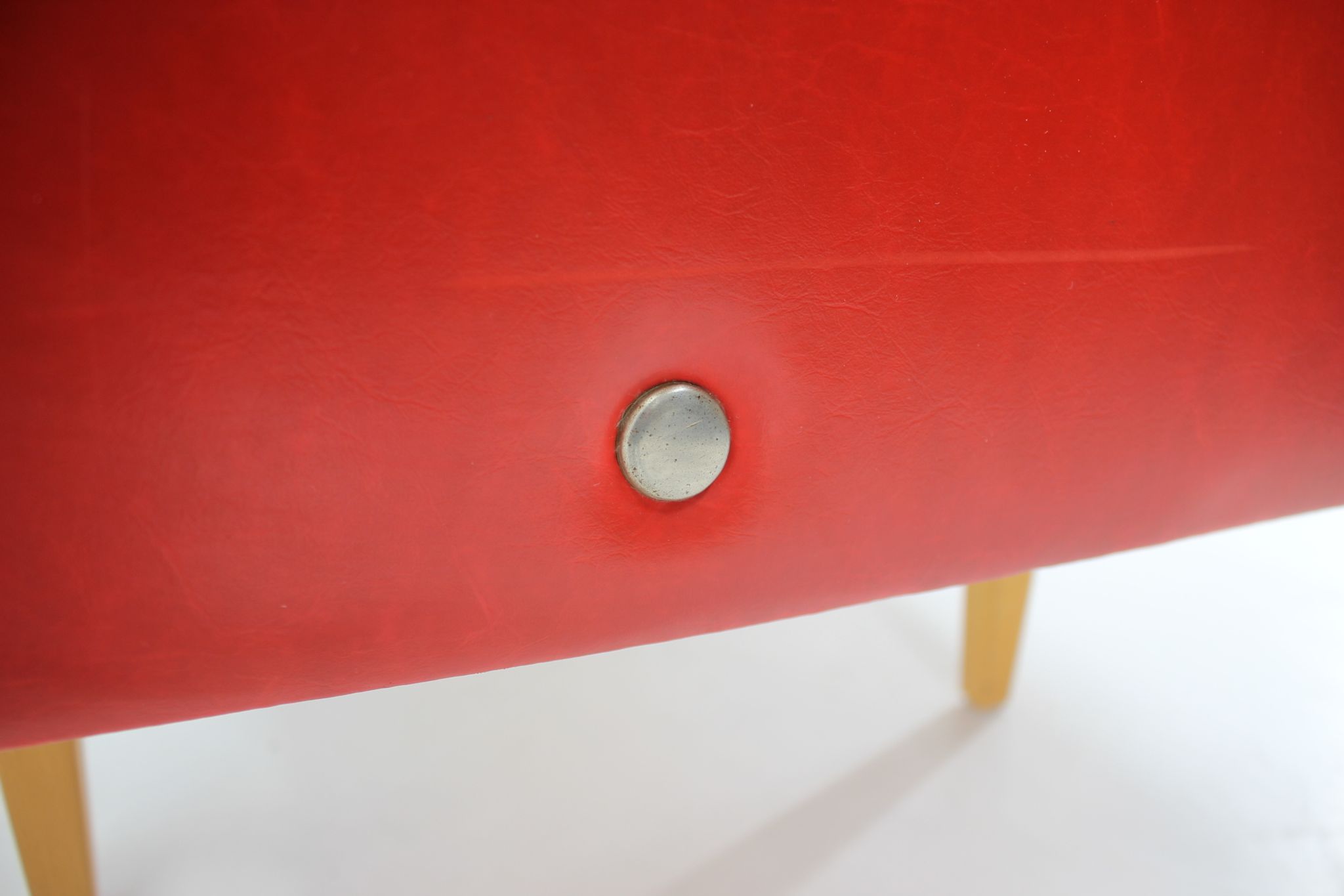 1970s Red Leatherette Sofa ,Czechoslovakia