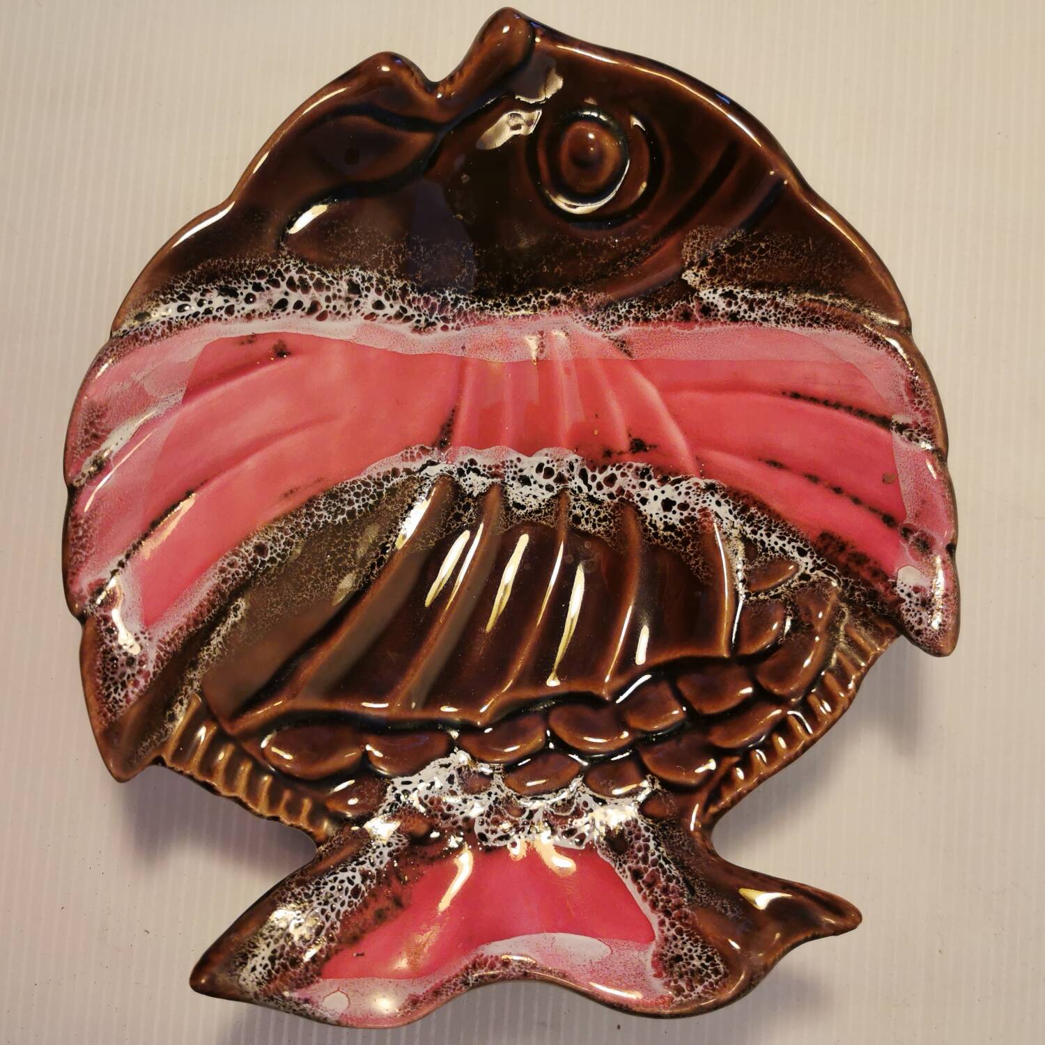Dish / empty fish pocket in vintage ceramic 70s signed Vallauris