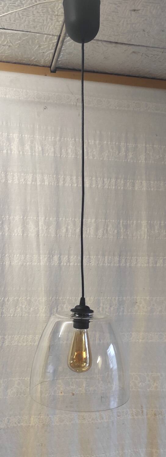 Vintage glass bell pendant light - late 20th century