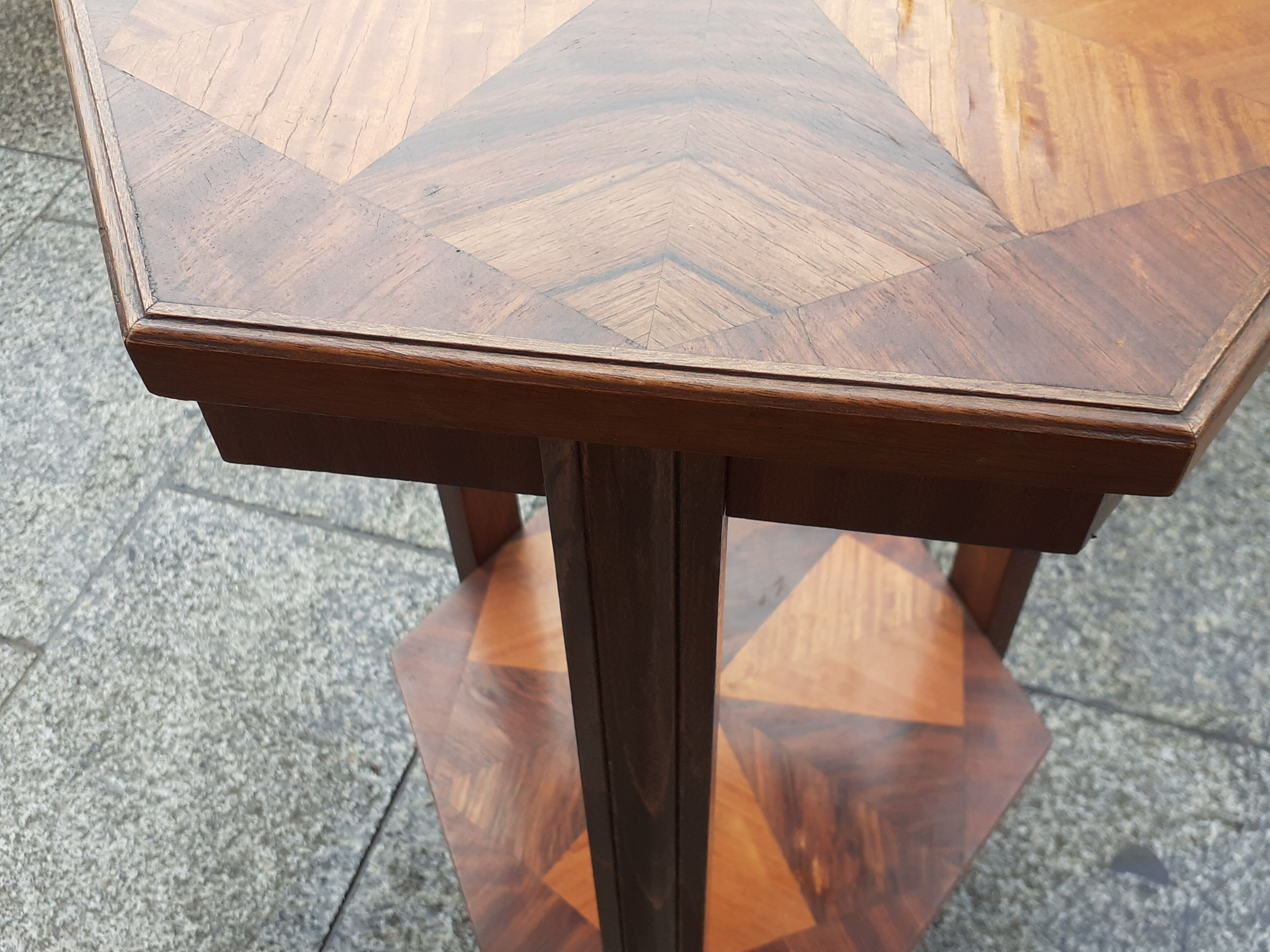 Gueridon old marquetry table old art deco vintage