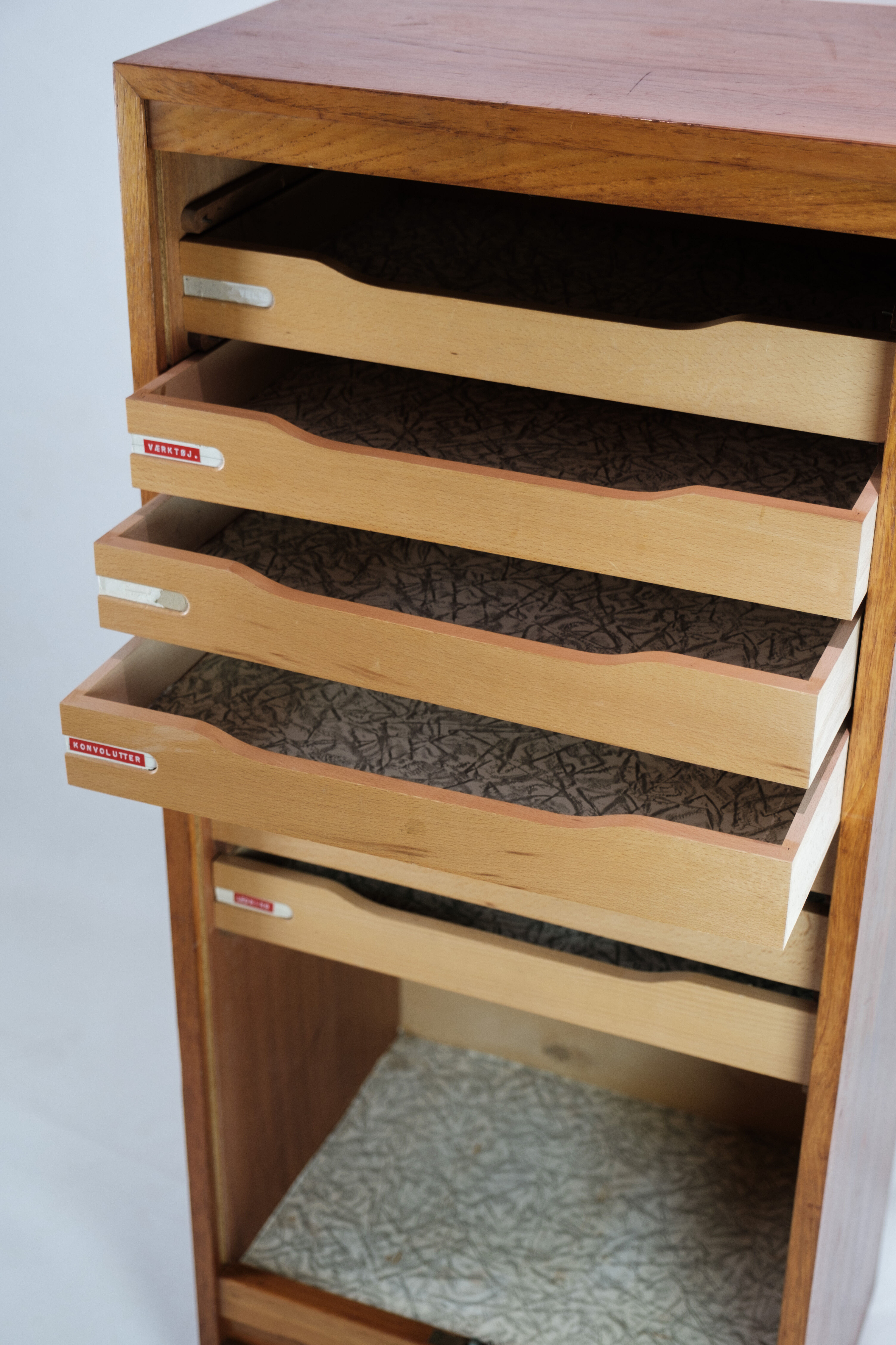 Jalousie Cabinet with Pull-Out Drawers in Teak Wood from the 1960s