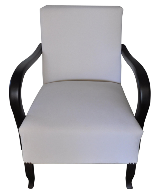 Art deco white armchair, circa 1920s