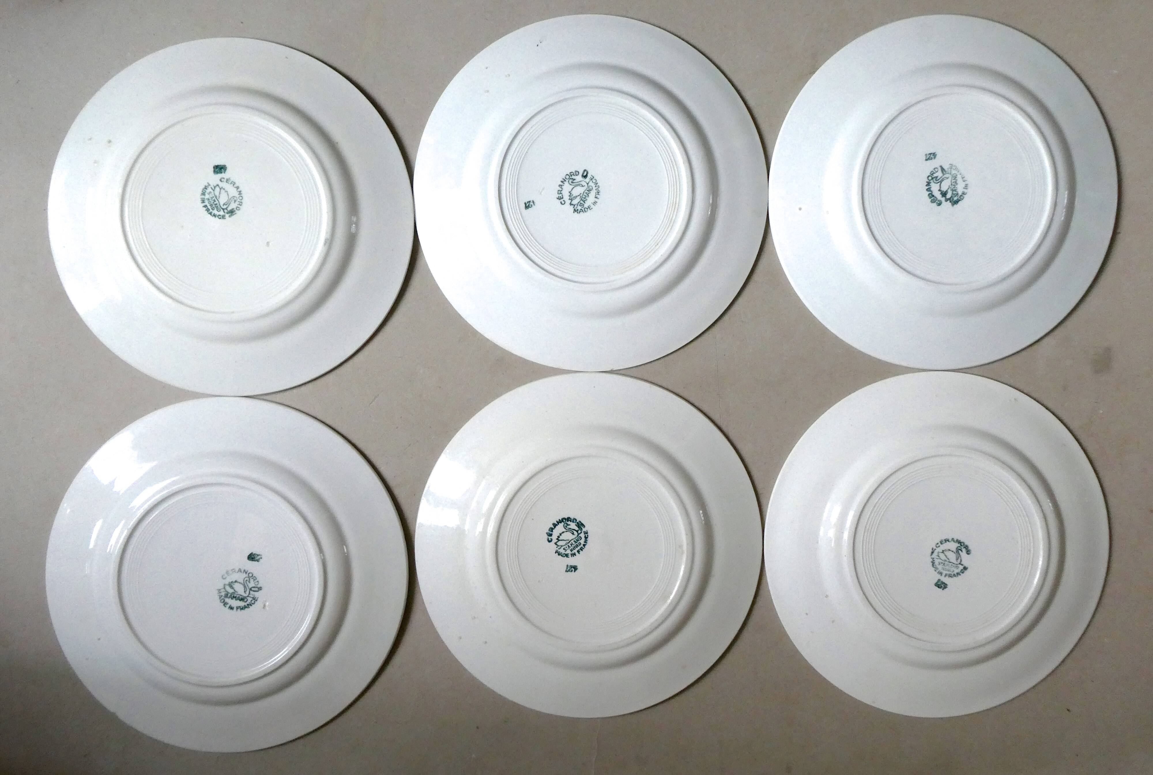 Set of 6 dinner plates of Saint Amand 50s