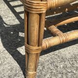 Rectangular coffee table, bamboo, rattan and wicker, vintage, 60s