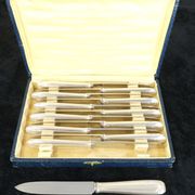 12 dessert knives Boulenger in silver metal stainless steel blade modele regence berry