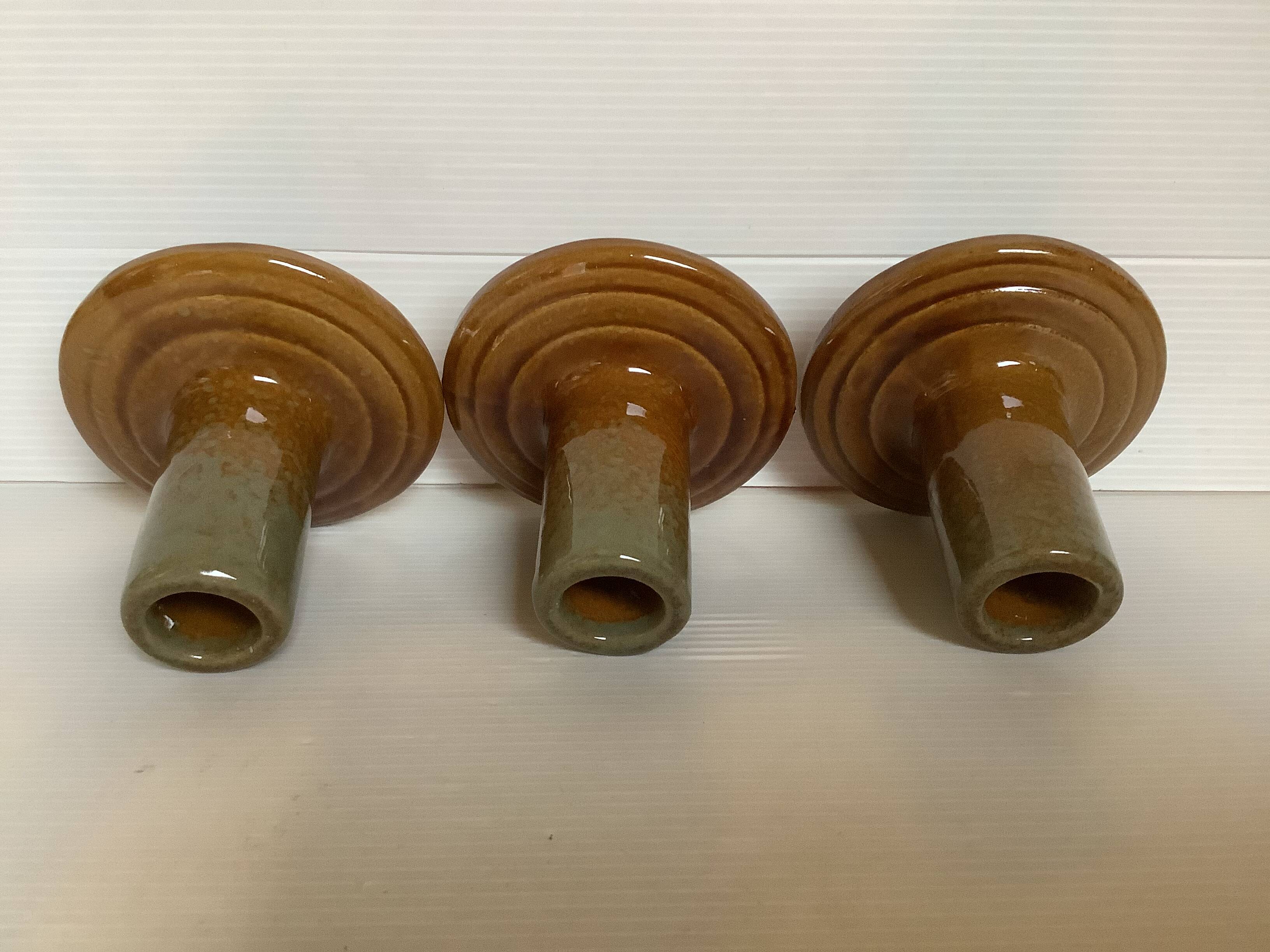 Trio of ceramic candle holders