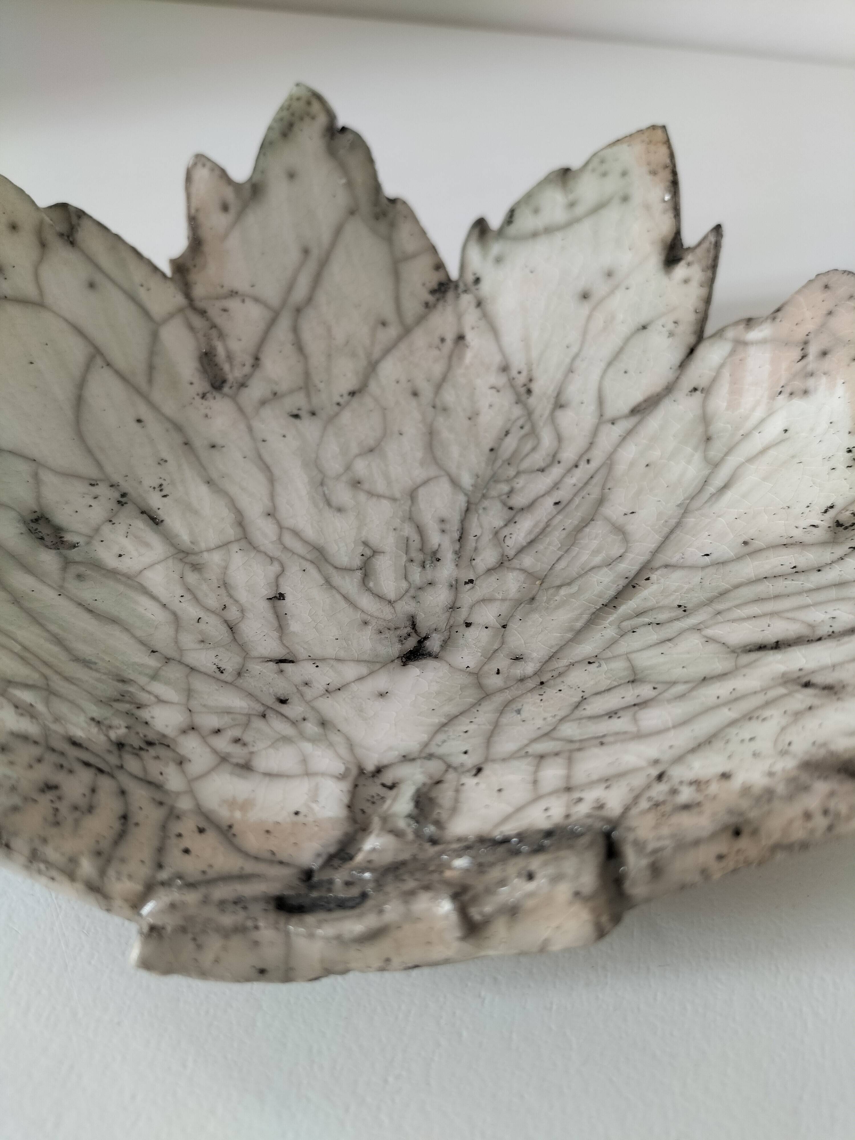 Raku ceramic leaf bowl – unique piece