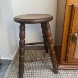 Turned wood tripod stool